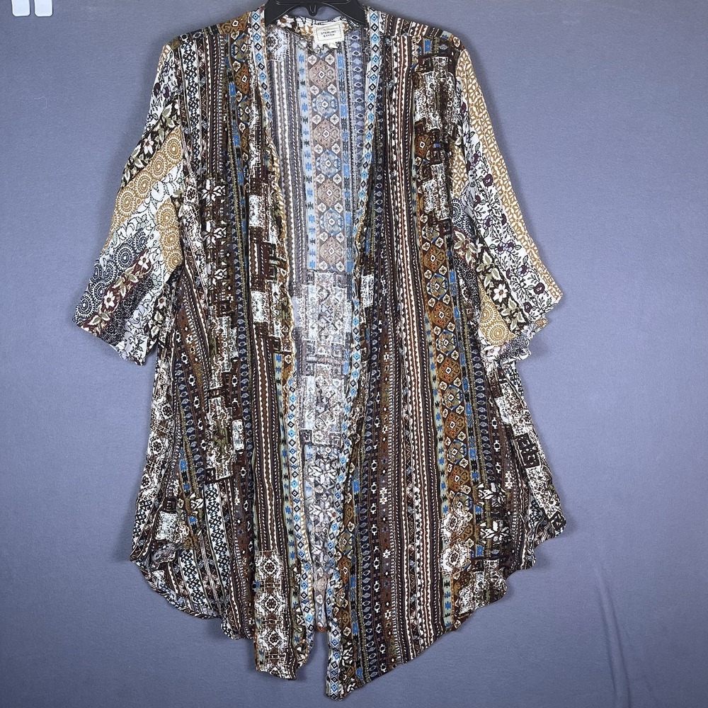 Sterling & Stitch Southwestern Kimono Boho Patchwork Lagenlook Festival Sz XL